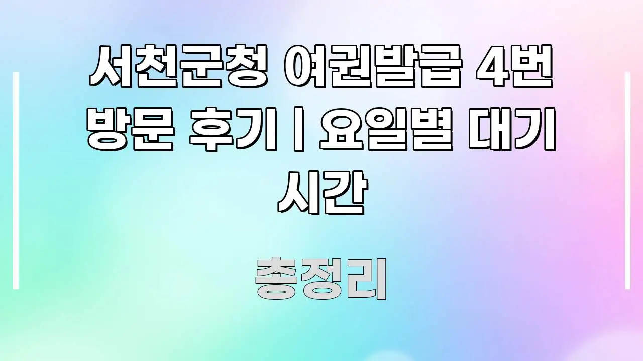 서천군청 여권발급 4번 방문 후기 | 요일별 대기 시간 명확하게 정리된 핵심 요약 디자인 카드 - 내용 요약을 위한 이미지