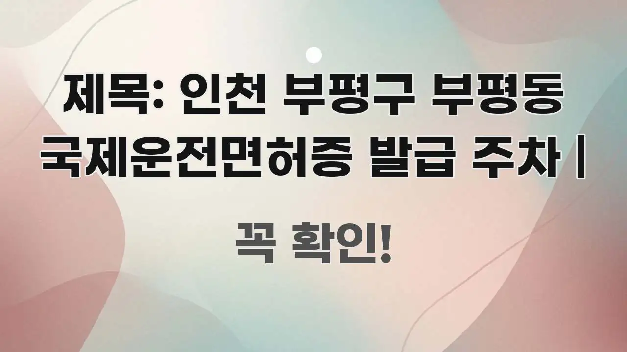 제목: 인천 부평구 부평동 국제운전면허증 발급 주차 | 핵심 내용을 정리한 블로그 섹션 구분 이미지 - 독자 이해를 위한 이미지