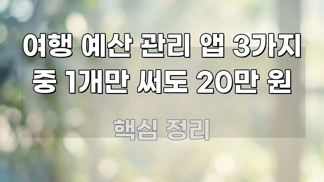 여행 예산 관리 앱 3가지 중 1개만 써도 20만 원 실용적으로 정리한 정보 요약 인포그래픽 이미지 - 내용 요약을 위한 이미지