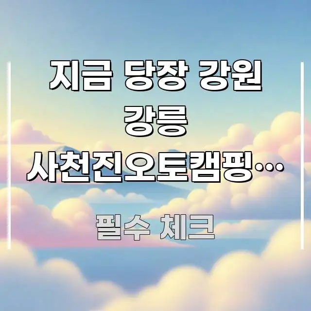 지금 당장 강원 강릉 사천진오토캠핑장 예약 자리 있는지 명확하게 정리된 텍스트 중심 디자인 표지