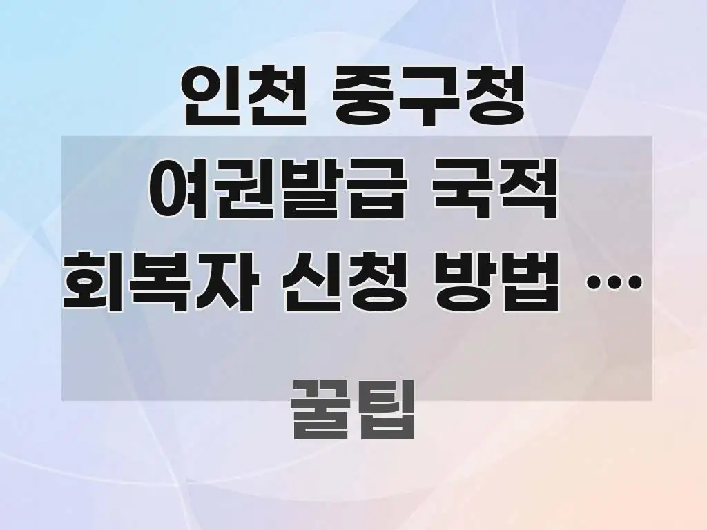 인천 중구청 여권발급 국적 회복자 신청 방법 | 해외 한눈에 들어오는 스마트 정보 카드 - 활용 예시 이미지
