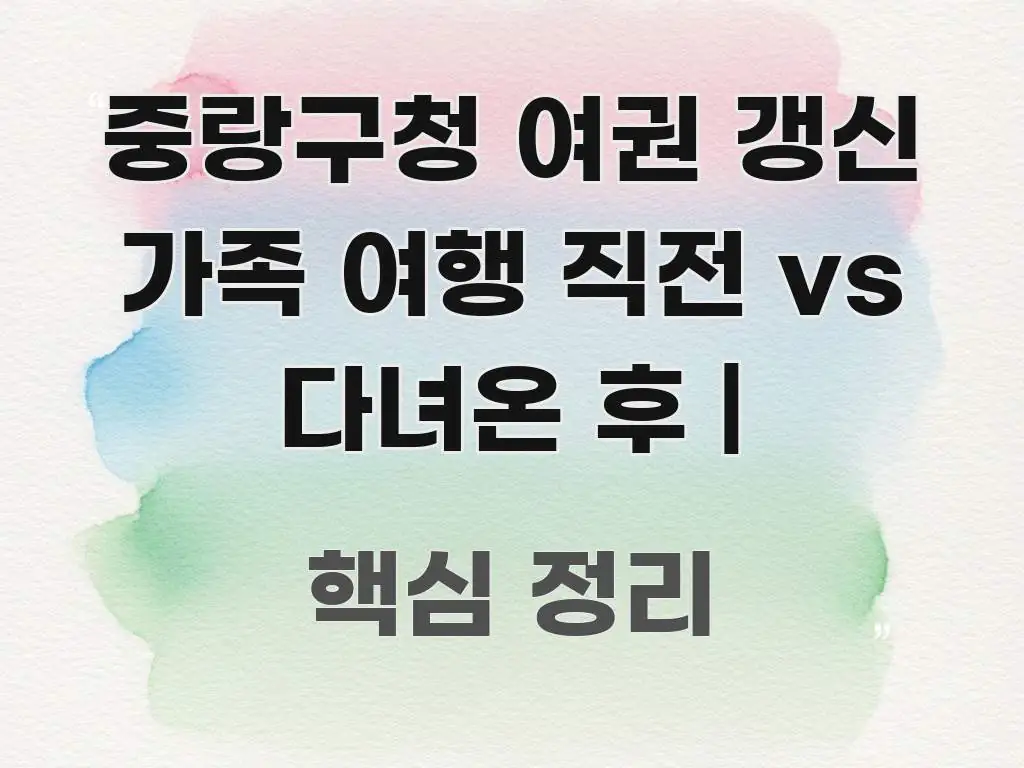 중랑구청 여권 갱신 가족 여행 직전 vs 다녀온 후 | 명확하게 정리된 읽기 좋은 정보 카드 - 가독성을 높이는 이미지