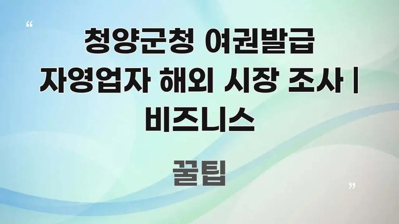 청양군청 여권발급 자영업자 해외 시장 조사 | 비즈니스 간결하고 명료한 콘텐츠 요약 표지 이미지 - 활용 예시 이미지