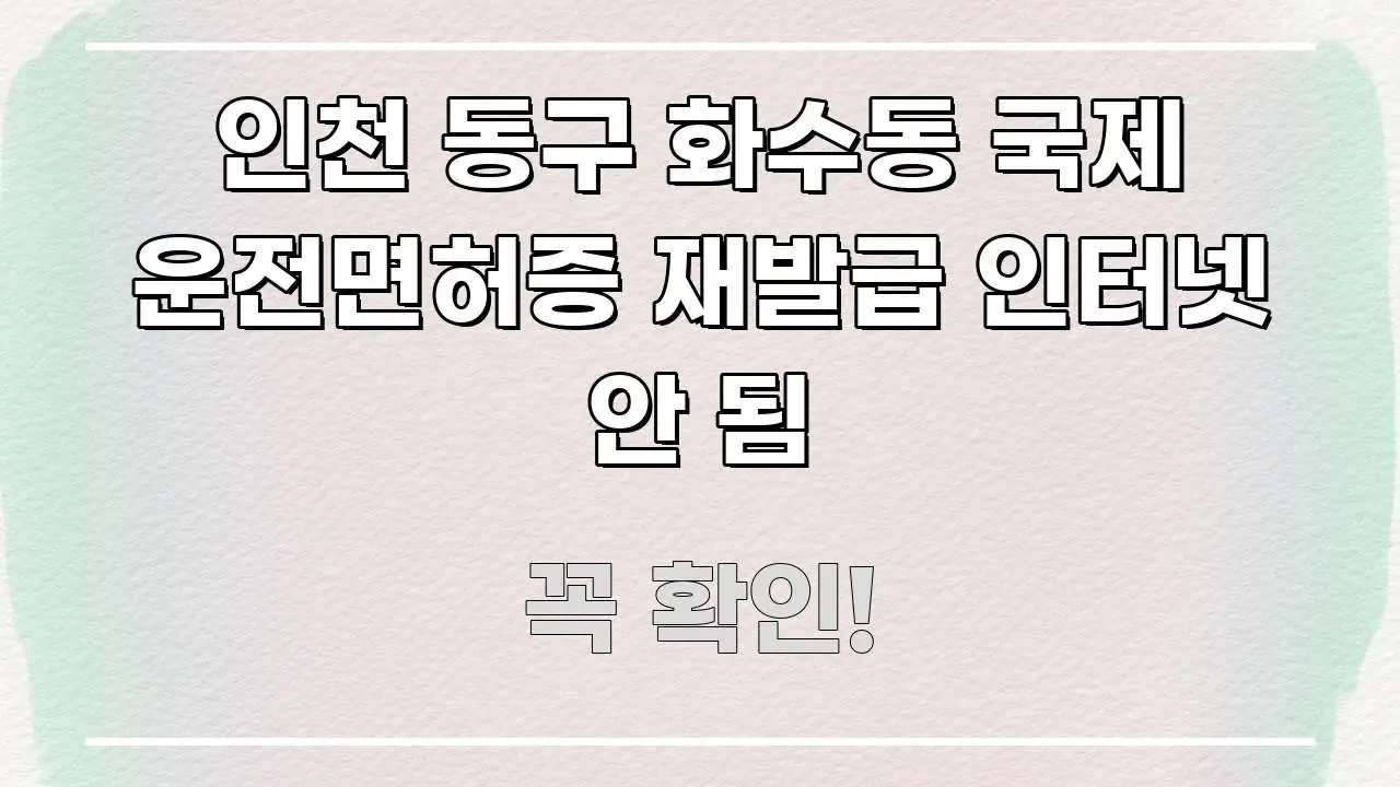 인천 동구 화수동 국제 운전면허증 재발급 인터넷 안 됨 핵심 개념을 담은 깔끔한 인포그래픽 표지