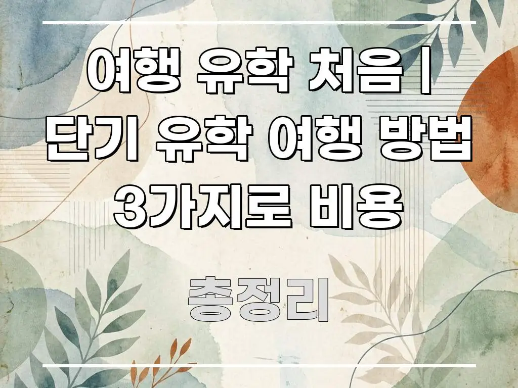 여행 유학 처음 | 단기 유학 여행 방법 3가지로 비용 쉽게 읽히는 모던 카드뉴스 디자인 - 활용 예시 이미지
