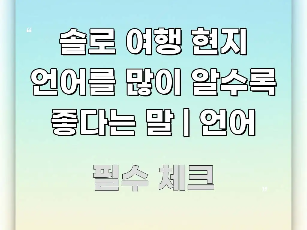 솔로 여행 현지 언어를 많이 알수록 좋다는 말 | 언어 요점만 뽑아낸 모던 카드뉴스 디자인 - 설명을 돕는 이미지