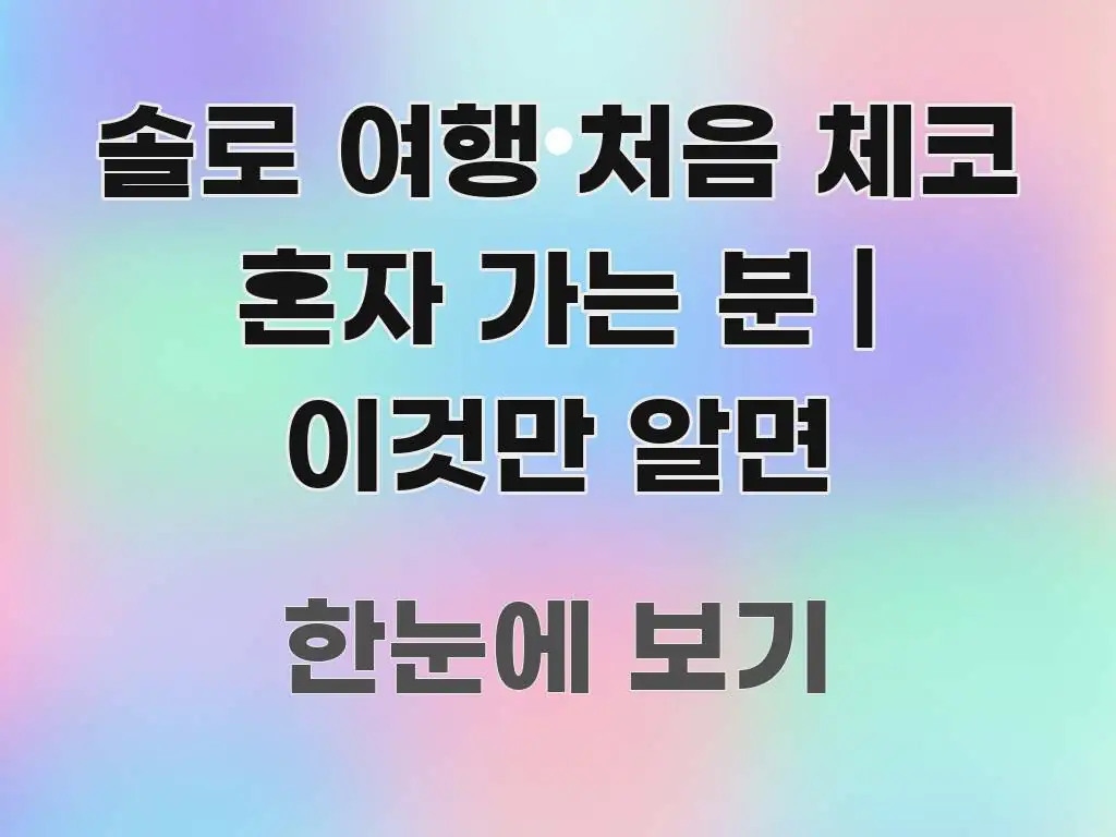 솔로 여행 처음 체코 혼자 가는 분 | 이것만 알면 꼼꼼하게 정리된 정보 전달형 표지 이미지 - 독자 이해를 위한 이미지