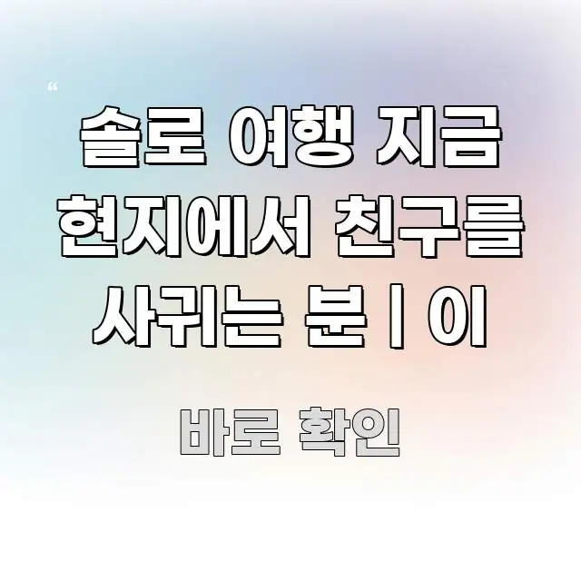 솔로 여행 지금 현지에서 친구를 사귀는 분 | 이 구조적으로 정리된 정보 정리 카드 이미지