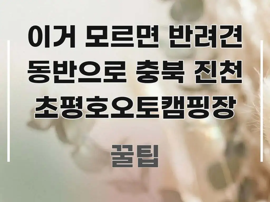 이거 모르면 반려견 동반으로 충북 진천 초평호오토캠핑장 한눈에 들어오는 정보 전달형 표지 이미지 - 글 흐름을 돕는 시각 자료