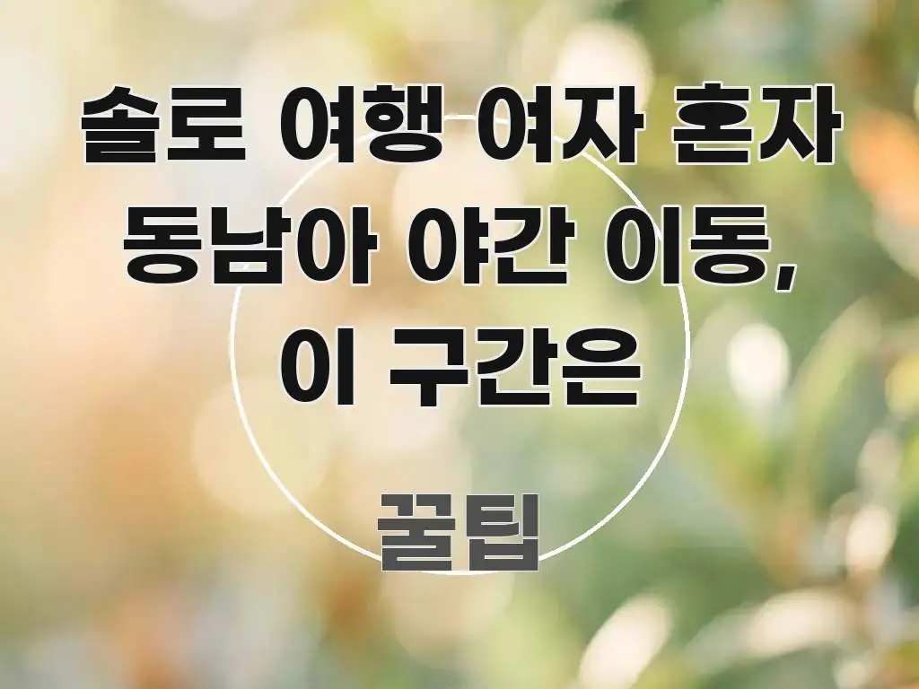 솔로 여행 여자 혼자 동남아 야간 이동, 이 구간은 꼭 알아야 할 정보를 담은 핵심 정보 비주얼 - 본문 내용과 연관된 이미지