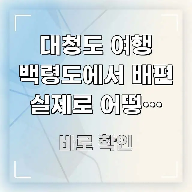 대청도 여행 백령도에서 배편 실제로 어떻게 이용하나요 핵심 정보를 압축한 정보 전달형 표지 이미지