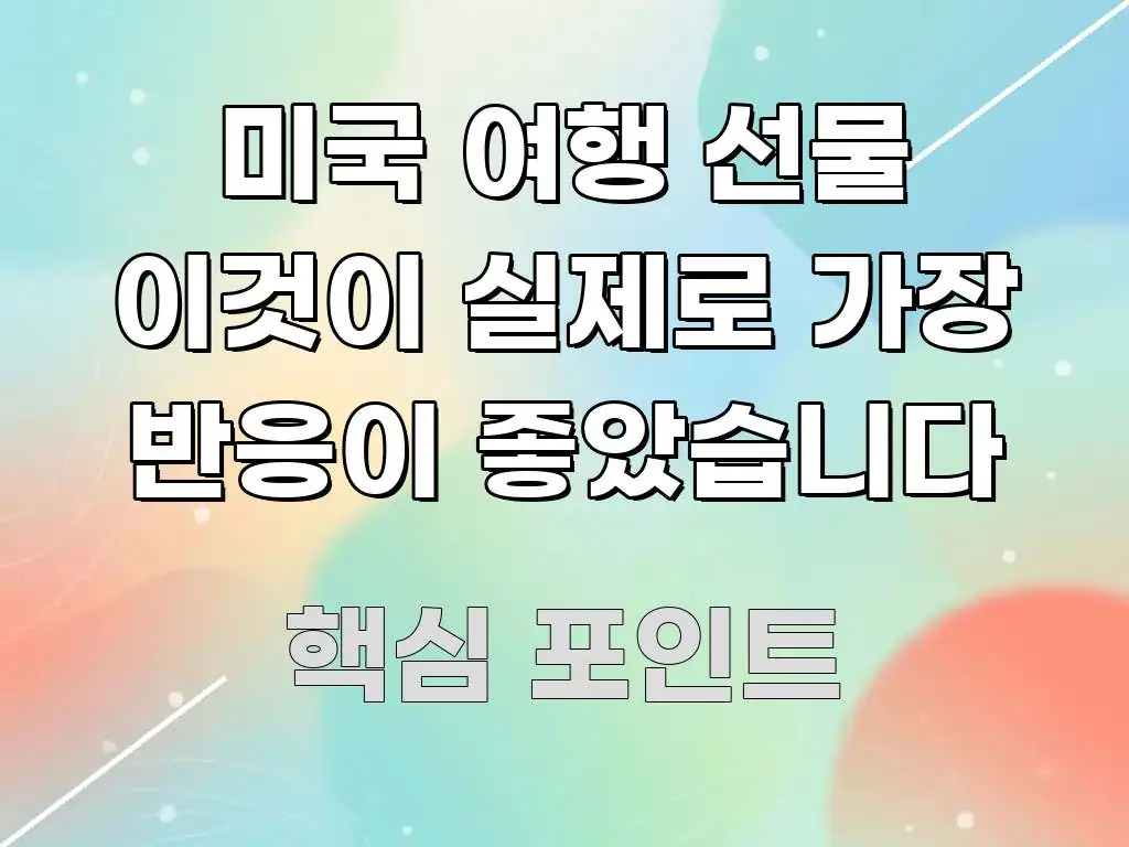 미국 여행 선물 이것이 실제로 가장 반응이 좋았습니다 명확하게 정리된 정보 요약 인포그래픽 이미지 - 독자 이해를 위한 이미지