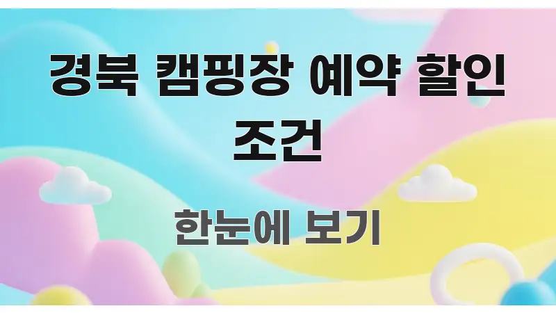 경북 캠핑장 예약 할인 조건 핵심 정보를 압축한 정보 요약 인포그래픽 이미지 - 설명을 돕는 이미지