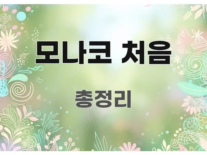 모나코 처음 핵심 정보를 압축한 핵심 정보 비주얼