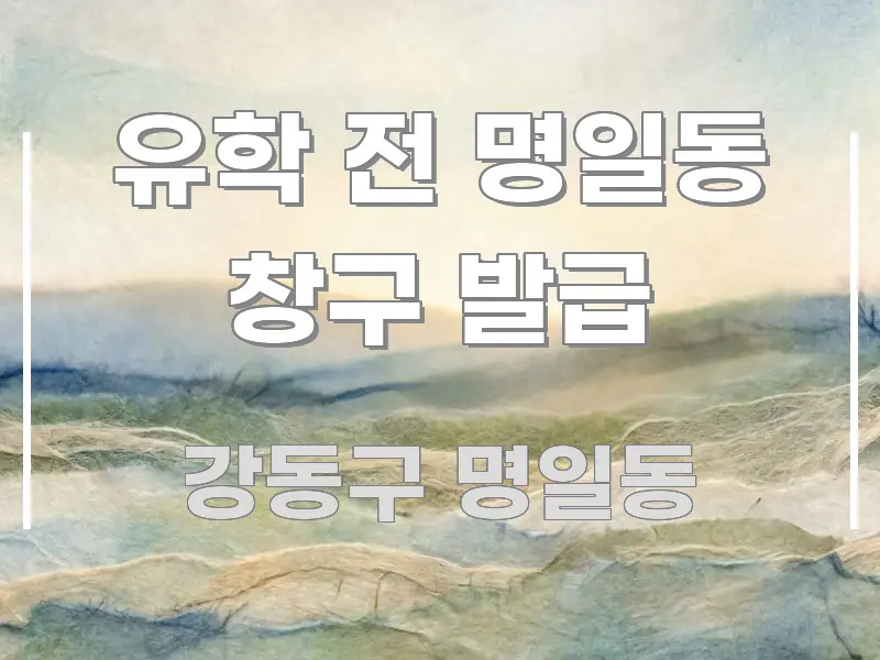 유학 전 명일동 창구 발급 한눈에 보기 좋게 요약한 핵심 정리 썸네일 이미지