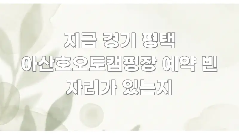 지금 경기 평택 아산호오토캠핑장 예약 빈 자리가 있는지 신뢰할 수 있는 정보를 담은 정보 전달형 표지 이미지 - 가독성을 높이는 이미지