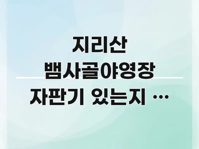 지리산 뱀사골야영장 자판기 있는지 | 전남 지리산 핵심 요점 중심의 글 소개 썸네일 이미지 - 내용 요약을 위한 이미지