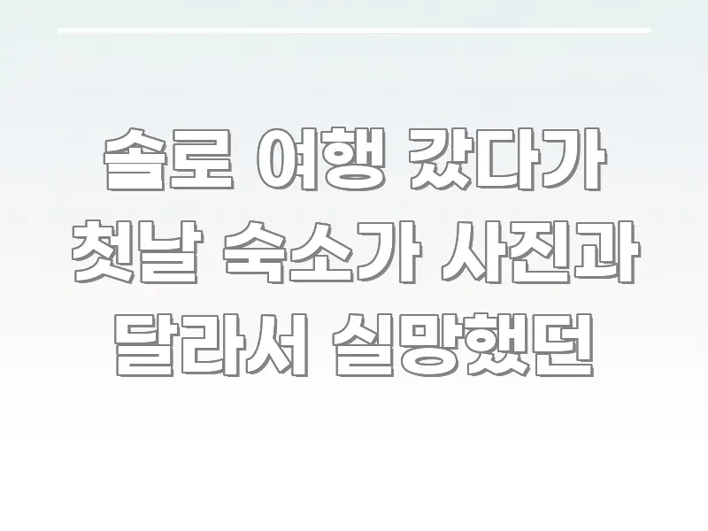솔로 여행 갔다가 첫날 숙소가 사진과 달라서 실망했던 전문가가 선별한 블로그 섹션 구분 이미지