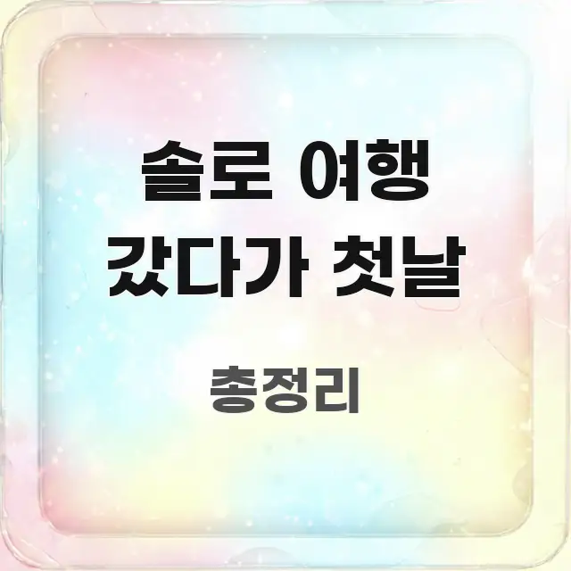 솔로 여행 갔다가 첫날 구조적으로 정리된 카드뉴스 스타일 이미지 - 독자 이해를 위한 이미지