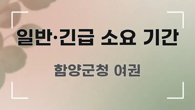 일반·긴급 소요 기간 핵심 정보를 압축한 텍스트 기반 블로그 이미지