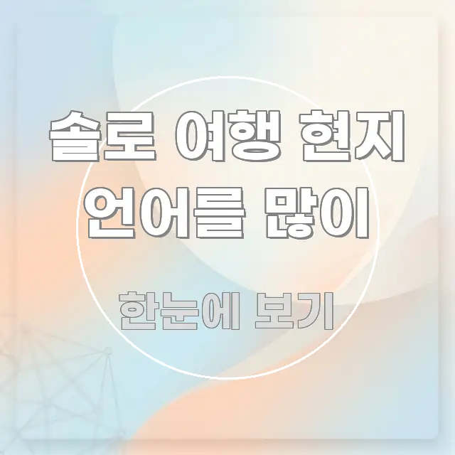 솔로 여행 현지 언어를 많이 깔끔하게 정리된 정보 요약 포스터 - 독자 이해를 위한 이미지