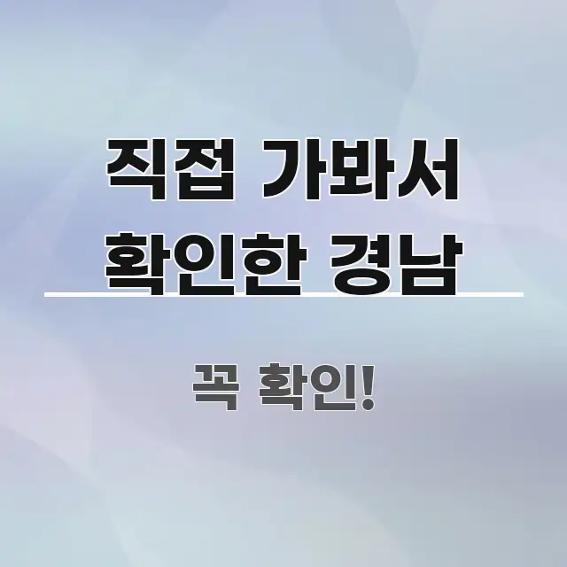 직접 가봐서 확인한 경남 명확하게 정리된 핵심 정보 비주얼 - 참고용 이미지