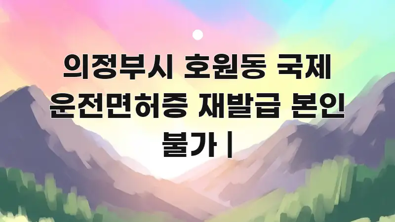 의정부시 호원동 국제 운전면허증 재발급 본인 불가 | 핵심 내용을 정리한 핵심 키워드 시각화 이미지 - 참고용 이미지
