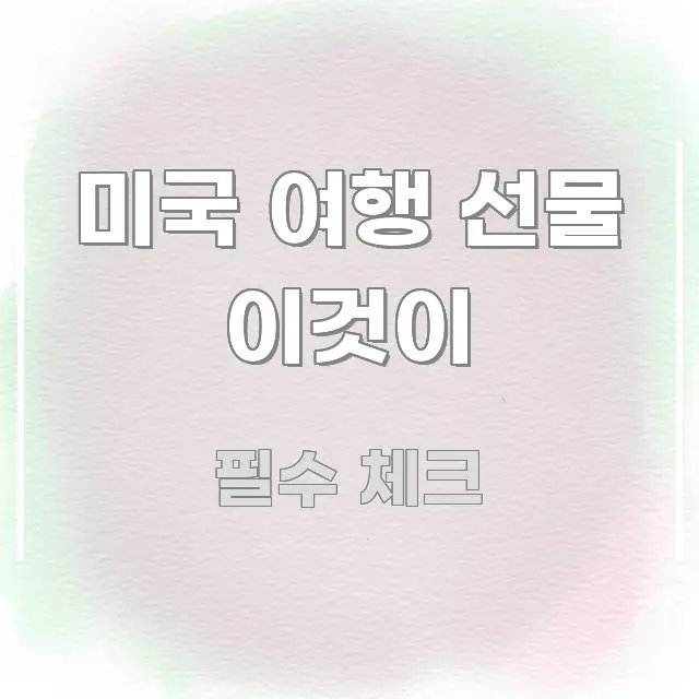 미국 여행 선물 이것이 꼼꼼하게 정리된 텍스트형 카드뉴스 표지 이미지 - 본문 내용과 연관된 이미지