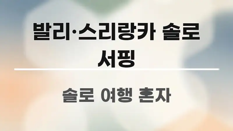 발리·스리랑카 솔로 서핑 빠르게 이해할 수 있는 스마트 정보 카드 - 가독성을 높이는 이미지