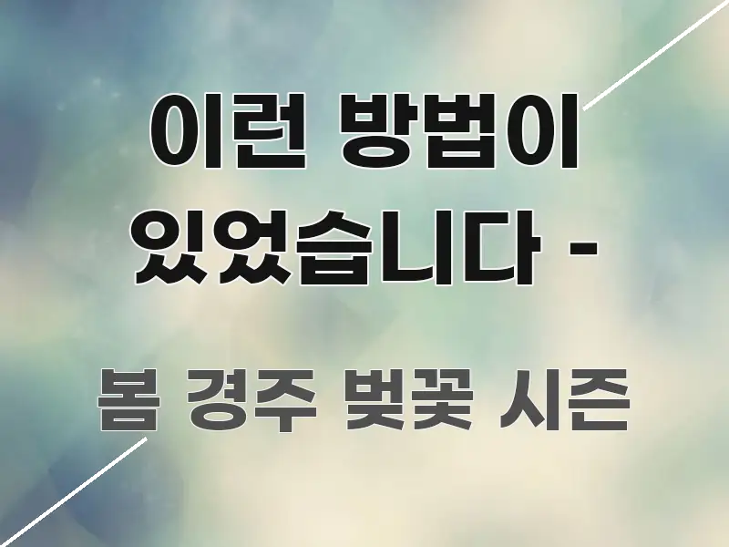이런 방법이 있었습니다 – 핵심 요점 중심의 핵심 정보 비주얼