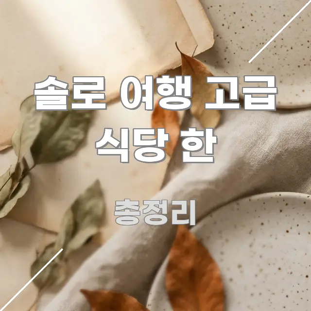 솔로 여행 고급 식당 한 핵심 내용을 정리한 정보 요약 포스터 - 내용 요약을 위한 이미지