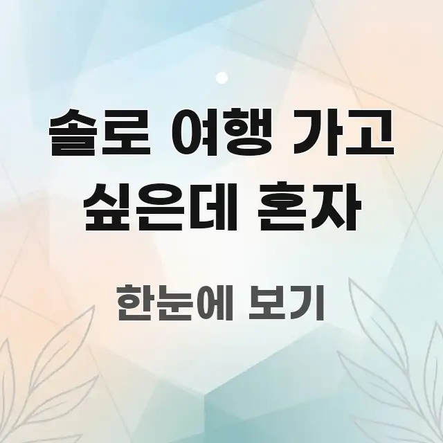 솔로 여행 가고 싶은데 혼자 꼭 알아야 할 정보를 담은 카드뉴스 스타일 이미지