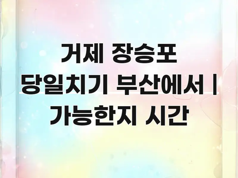 거제 장승포 당일치기 부산에서 | 가능한지 시간 흐름을 잡아주는 정보 카드 디자인 이미지