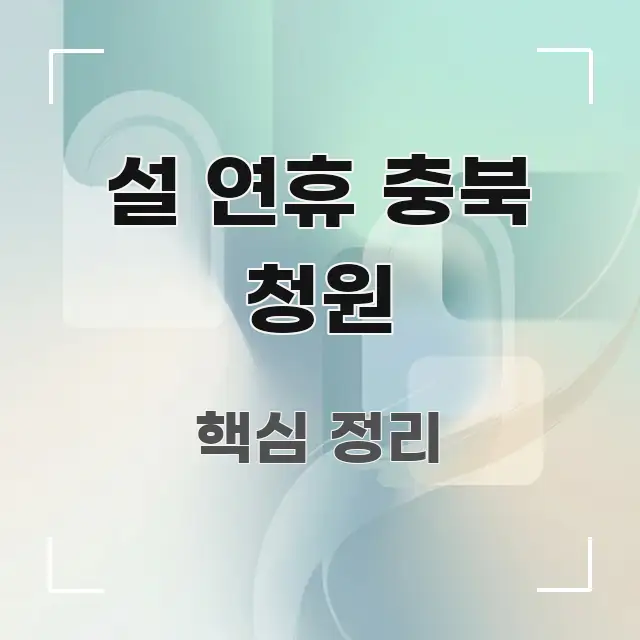 설 연휴 충북 청원 핵심 개념을 담은 핵심 정리 썸네일 이미지