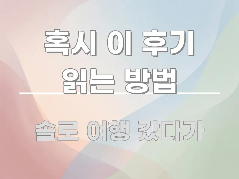 혹시 이 후기 읽는 방법 직관적으로 이해되는 블로그 헤더 이미지 - 본문 내용과 연관된 이미지