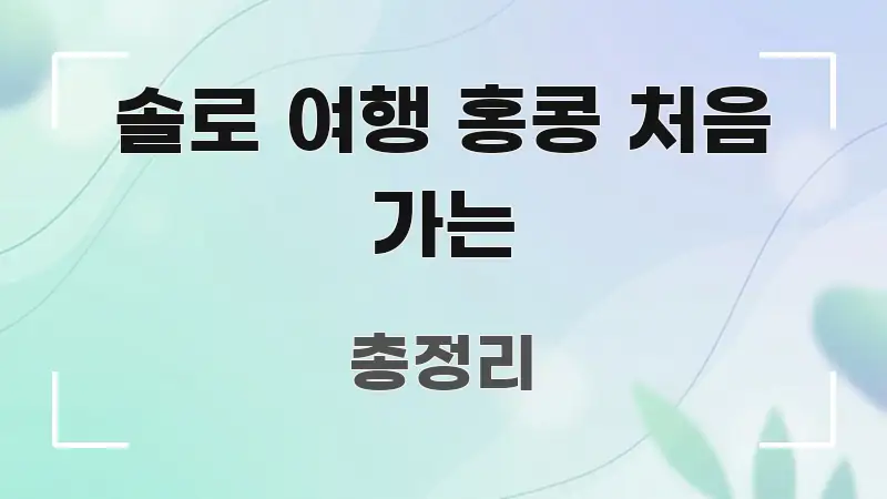 솔로 여행 홍콩 처음 가는 스마트하게 정리된 정보 정리 카드 이미지