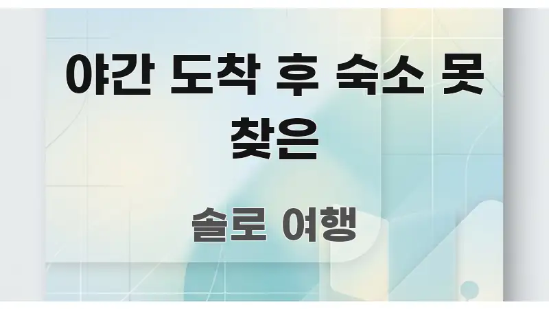 야간 도착 후 숙소 못 찾은 핵심 정보 중심의 정보 전달형 표지 이미지 - 설명을 돕는 이미지