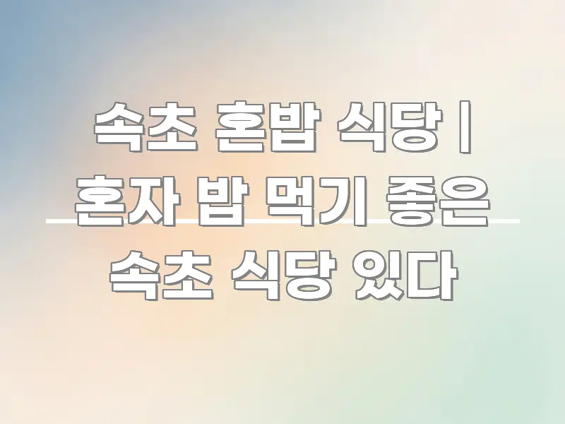 속초 혼밥 식당 | 혼자 밥 먹기 좋은 속초 식당 있다 주요 흐름을 설명한 콘텐츠 요약 표지 이미지 - 독자 이해를 위한 이미지