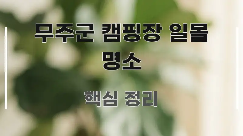 무주군 캠핑장 일몰 명소 전문적으로 분석한 텍스트 포스터 이미지 - 내용 요약을 위한 이미지