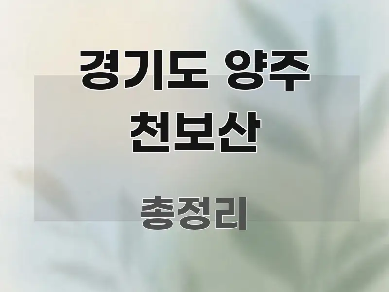 경기도 양주 천보산 핵심 내용을 정리한 타이포그래피 블로그 표지 - 글 흐름을 돕는 시각 자료