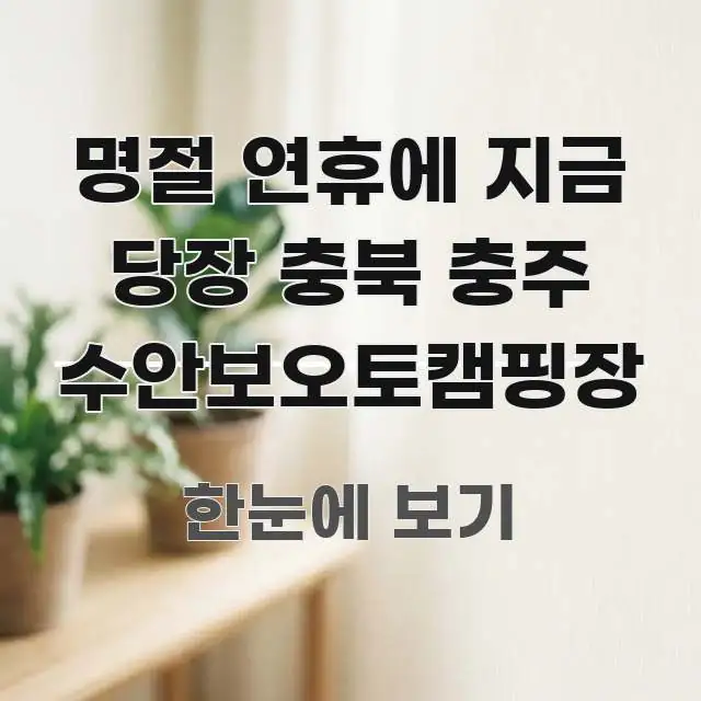 명절 연휴에 지금 당장 충북 충주 수안보오토캠핑장 꼼꼼하게 정리된 정보 요약 인포그래픽 이미지 - 글 흐름을 돕는 시각 자료