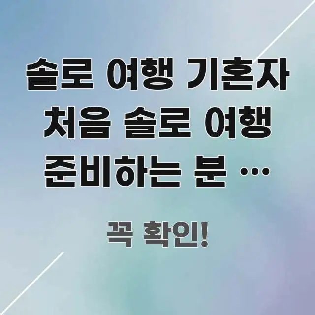 솔로 여행 기혼자 처음 솔로 여행 준비하는 분 | 기혼 핵심만 담은 핵심 키워드 시각화 이미지 - 활용 예시 이미지