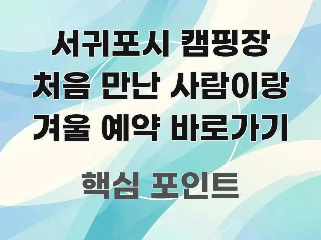 서귀포시 캠핑장 처음 만난 사람이랑 겨울 예약 바로가기 쉽게 따라할 수 있는 텍스트 기반 블로그 이미지 - 활용 예시 이미지