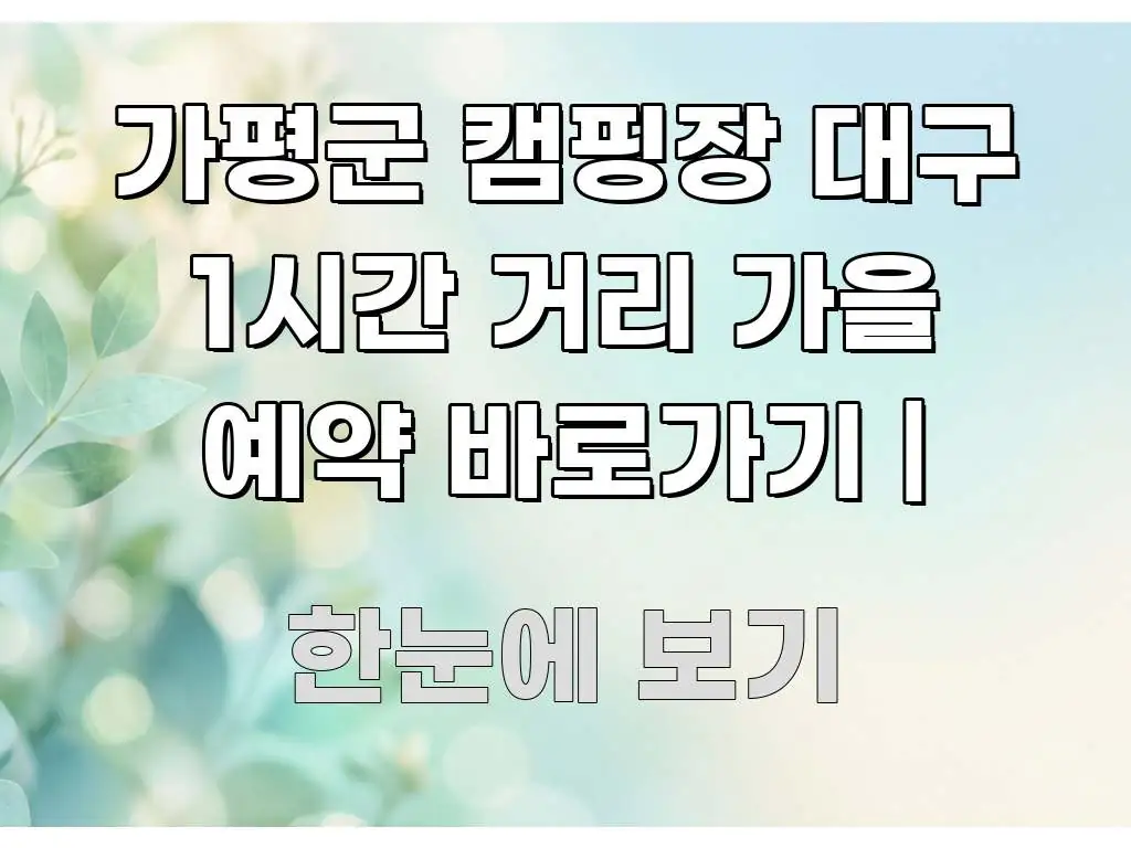 가평군 캠핑장 대구 1시간 거리 가을 예약 바로가기 | 깔끔하게 정리된 깔끔한 인포그래픽 표지 - 설명을 돕는 이미지