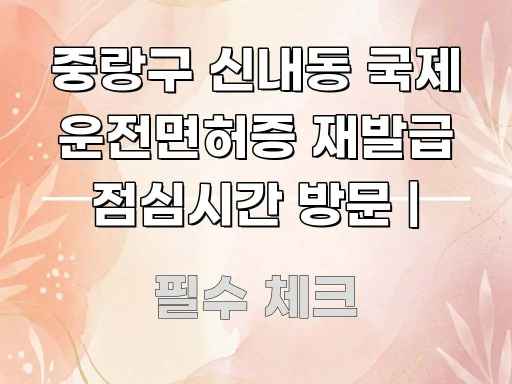 중랑구 신내동 국제 운전면허증 재발급 점심시간 방문 | 중요 내용만 뽑은 읽기 좋은 정보 카드 - 글 흐름을 돕는 시각 자료