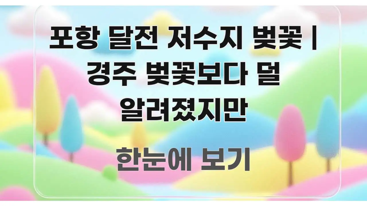 포항 달전 저수지 벚꽃 | 경주 벚꽃보다 덜 알려졌지만 직관적으로 이해되는 핵심 정보 비주얼