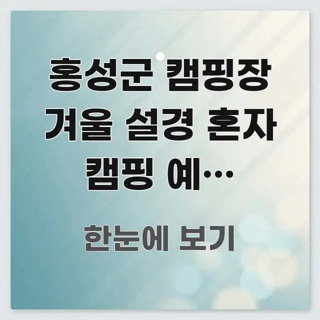 홍성군 캠핑장 겨울 설경 혼자 캠핑 예약 바로가기 | 간결하고 명료한 카드뉴스 스타일 이미지 - 가독성을 높이는 이미지