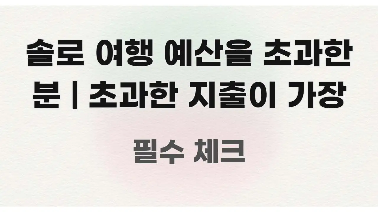 솔로 여행 예산을 초과한 분 | 초과한 지출이 가장 한눈에 들어오는 핵심 키워드 시각화 이미지