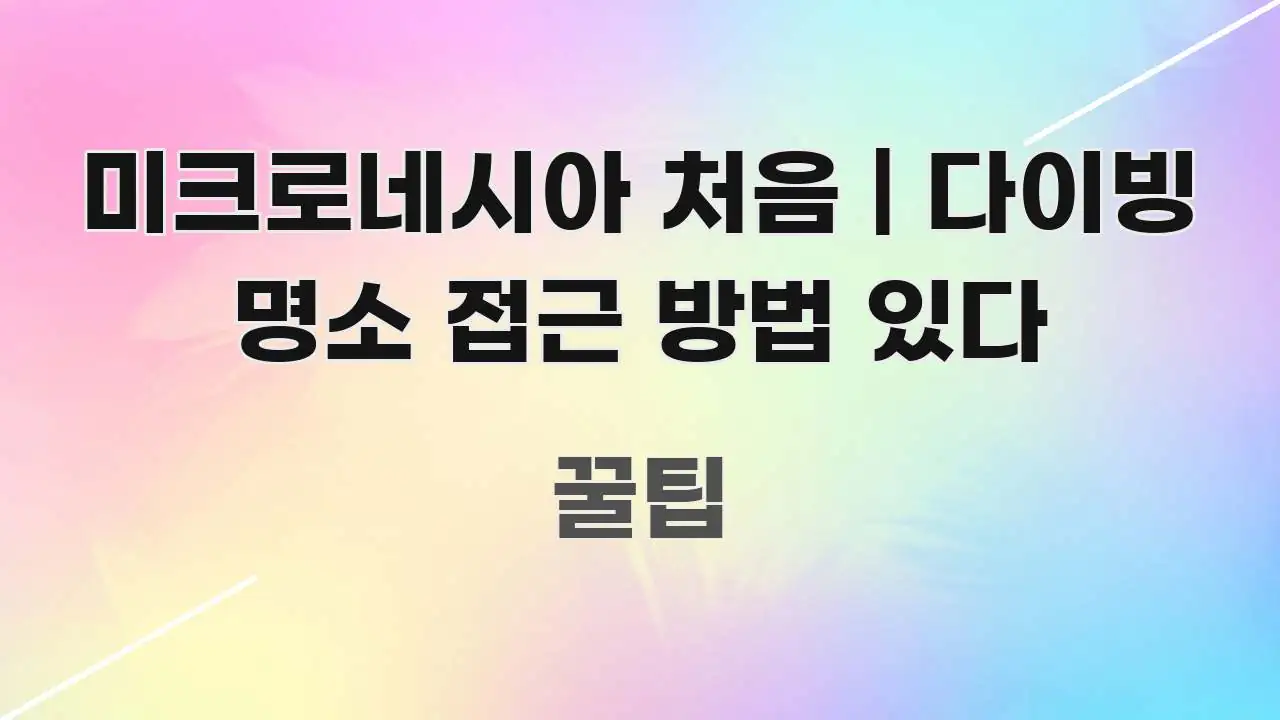 미크로네시아 처음 | 다이빙 명소 접근 방법 있다 구조적으로 정리된 미니멀 블로그 썸네일