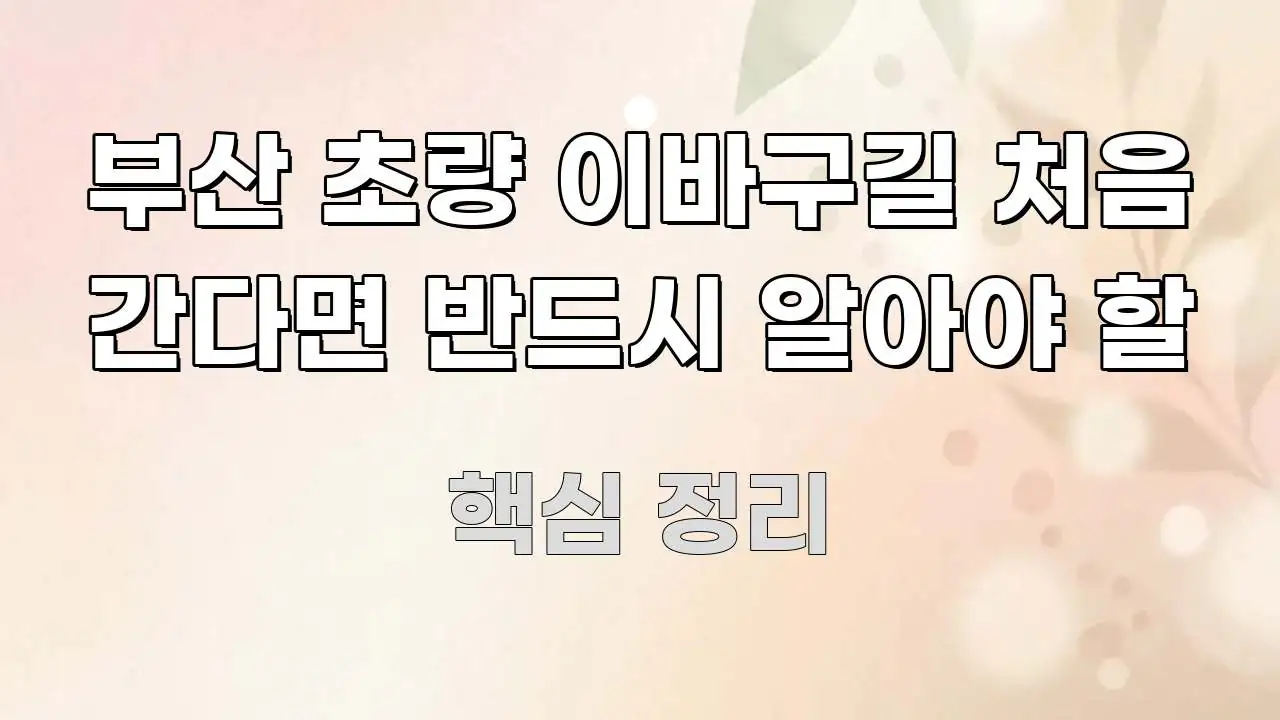 부산 초량 이바구길 처음 간다면 반드시 알아야 할 구조적으로 정리된 정보 전달형 표지 이미지